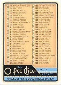 2012-13 O-Pee-Chee - Retro Blank Back #NNO Checklist: 101-200 Front