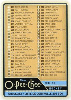 2012-13 O-Pee-Chee - Retro Blank Back #NNO Checklist: 201-300 Front