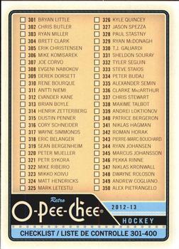 2012-13 O-Pee-Chee - Retro Blank Back #NNO Checklist: 301-400 Front