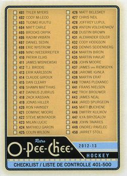 2012-13 O-Pee-Chee - Retro Blank Back #NNO Checklist: 401-500 Front