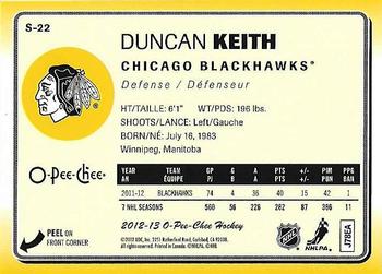 2012-13 O-Pee-Chee - Stickers #S-22 Duncan Keith Back