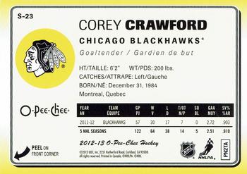 2012-13 O-Pee-Chee - Stickers #S-23 Corey Crawford Back