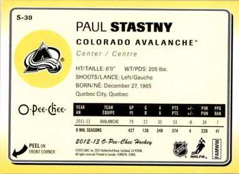 2012-13 O-Pee-Chee - Stickers #S-30 Paul Stastny Back