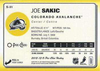 2012-13 O-Pee-Chee - Stickers #S-31 Joe Sakic Back