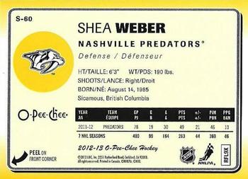2012-13 O-Pee-Chee - Stickers #S-60 Shea Weber Back
