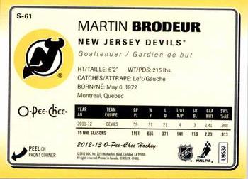 2012-13 O-Pee-Chee - Stickers #S-61 Martin Brodeur Back