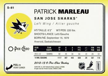 2012-13 O-Pee-Chee - Stickers #S-81 Patrick Marleau Back