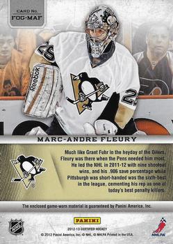 2012-13 Panini Certified - Fabric of the Game #FOG-MAF Marc-Andre Fleury Back