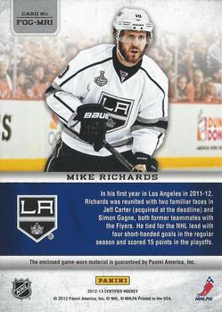 2012-13 Panini Certified - Fabric of the Game #FOG-MRI Mike Richards Back
