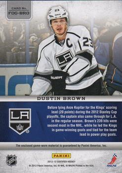 2012-13 Panini Certified - Fabric of the Game #FOG-BRO Dustin Brown Back