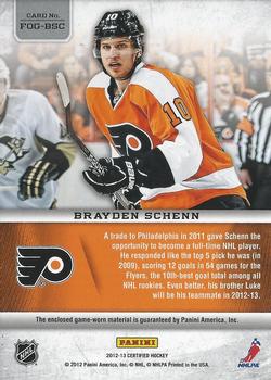 2012-13 Panini Certified - Fabric of the Game #FOG-BSC Brayden Schenn Back
