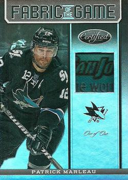 2012-13 Panini Certified - Fabric of the Game Mirror Black Tag #FOG-MAR Patrick Marleau Front