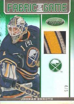 2012-13 Panini Certified - Fabric of the Game Mirror Emerald Patch #FOG-JHE Jhonas Enroth Front
