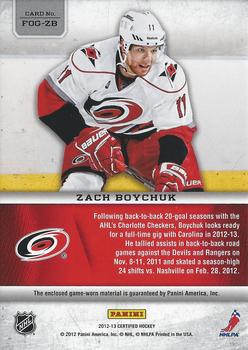 2012-13 Panini Certified - Fabric of the Game Mirror #FOG-ZB Zach Boychuk Back