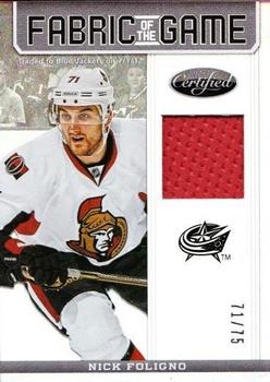 2012-13 Panini Certified - Fabric of the Game Mirror #FOG-NF Nick Foligno Front