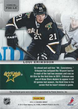 2012-13 Panini Certified - Fabric of the Game Mirror Red Jersey Team Die Cut #FOG-LE Loui Eriksson Back