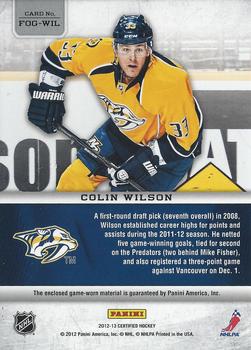 2012-13 Panini Certified - Fabric of the Game Mirror Red Jersey Team Die Cut #FOG-WIL Colin Wilson Back