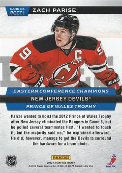 2012-13 Panini Certified - Path to the Cup Conference Trophy #PCCT1 Zach Parise Back