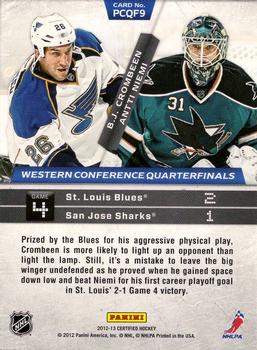 2012-13 Panini Certified - Path to the Cup Quarter Finals #PCQF9 Antti Niemi / B.J. Crombeen Back