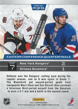 2012-13 Panini Certified - Path to the Cup Quarter Finals #PCQF28 Chris Kreider / Nick Foligno Back