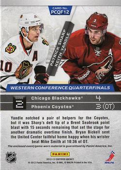 2012-13 Panini Certified - Path to the Cup Quarter Finals Dual Jerseys #PCQF12 Keith Yandle / Patrick Sharp Back