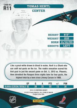 2012-13 Panini Certified - Redemption Rookie #R11 Tomas Hertl Back