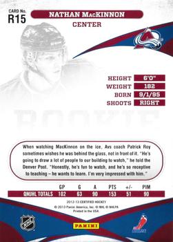2012-13 Panini Certified - Redemption Rookie #R15 Nathan MacKinnon Back