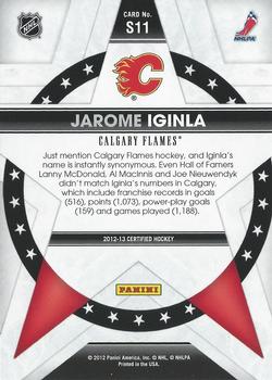 2012-13 Panini Certified - Certified Stars #S11 Jarome Iginla Back