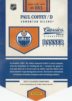 2012-13 Panini Classics Signatures - Banner Numbers #EN3 Paul Coffey Back