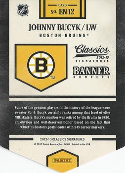 2012-13 Panini Classics Signatures - Banner Numbers #EN12 Johnny Bucyk Back