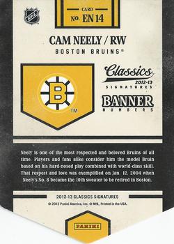 2012-13 Panini Classics Signatures - Banner Numbers #EN14 Cam Neely Back