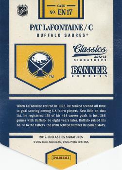 2012-13 Panini Classics Signatures - Banner Numbers #EN17 Pat LaFontaine Back