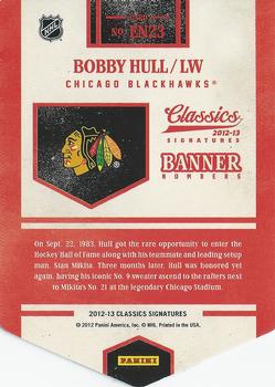 2012-13 Panini Classics Signatures - Banner Numbers #EN23 Bobby Hull Back