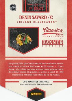 2012-13 Panini Classics Signatures - Banner Numbers #EN24 Denis Savard Back