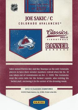 2012-13 Panini Classics Signatures - Banner Numbers #EN27 Joe Sakic Back