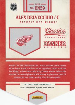 2012-13 Panini Classics Signatures - Banner Numbers #EN29 Alex Delvecchio Back