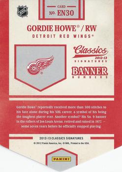 2012-13 Panini Classics Signatures - Banner Numbers #EN30 Gordie Howe Back