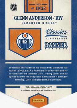 2012-13 Panini Classics Signatures - Banner Numbers #EN32 Glenn Anderson Back