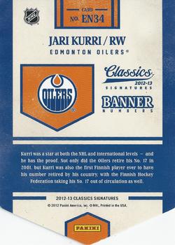 2012-13 Panini Classics Signatures - Banner Numbers #EN34 Jari Kurri Back
