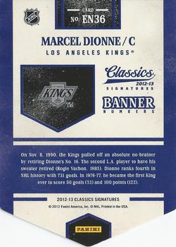 2012-13 Panini Classics Signatures - Banner Numbers #EN36 Marcel Dionne Back