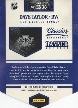 2012-13 Panini Classics Signatures - Banner Numbers #EN38 Dave Taylor Back