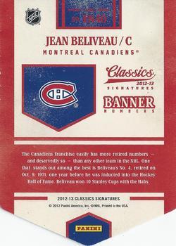 2012-13 Panini Classics Signatures - Banner Numbers #EN40 Jean Beliveau Back
