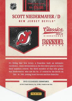 2012-13 Panini Classics Signatures - Banner Numbers #EN46 Scott Niedermayer Back
