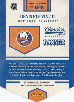 2012-13 Panini Classics Signatures - Banner Numbers #EN49 Denis Potvin Back