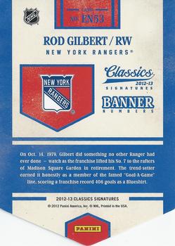 2012-13 Panini Classics Signatures - Banner Numbers #EN53 Rod Gilbert Back