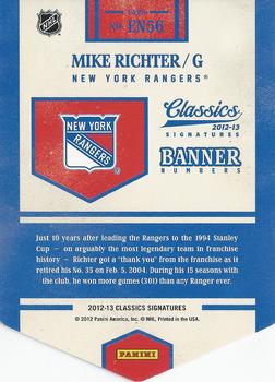 2012-13 Panini Classics Signatures - Banner Numbers #EN56 Mike Richter Back