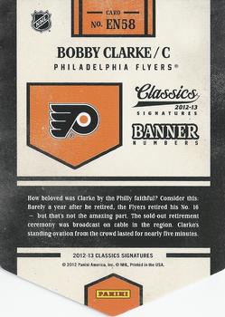 2012-13 Panini Classics Signatures - Banner Numbers #EN58 Bobby Clarke Back