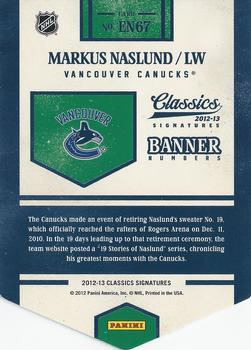 2012-13 Panini Classics Signatures - Banner Numbers #EN67 Markus Naslund Back