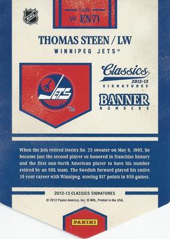 2012-13 Panini Classics Signatures - Banner Numbers #EN71 Thomas Steen Back