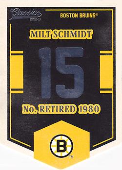 2012-13 Panini Classics Signatures - Banner Numbers #EN16 Milt Schmidt Front